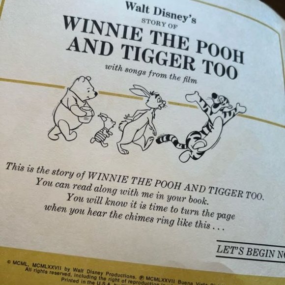 Vintage Walt Disney Winnie the Pooh and Tigger Too Book & Record - Picture 7 of 8